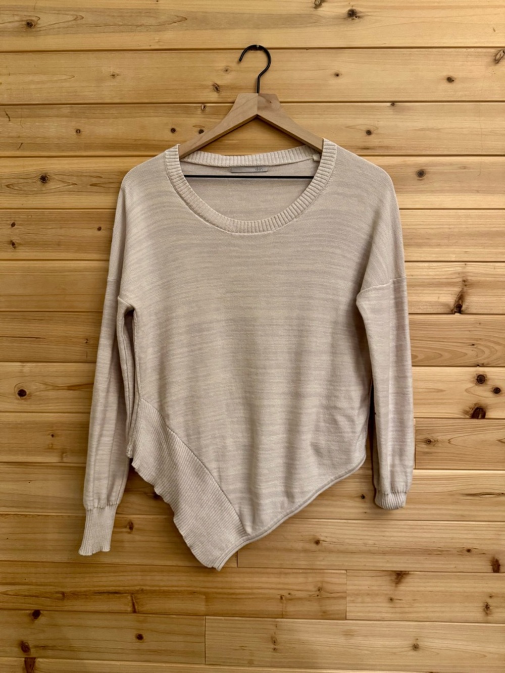 Skin Small Asymmetrical Hem Crewneck Pima Cotton Lightweight Sweater